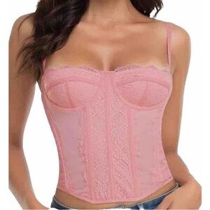 Bailydel Womens  Small Pink Corset Lingerie
Lace Top